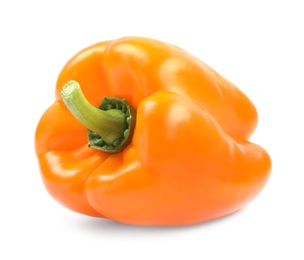 Photo of Ripe orange bell pepper isolated on white