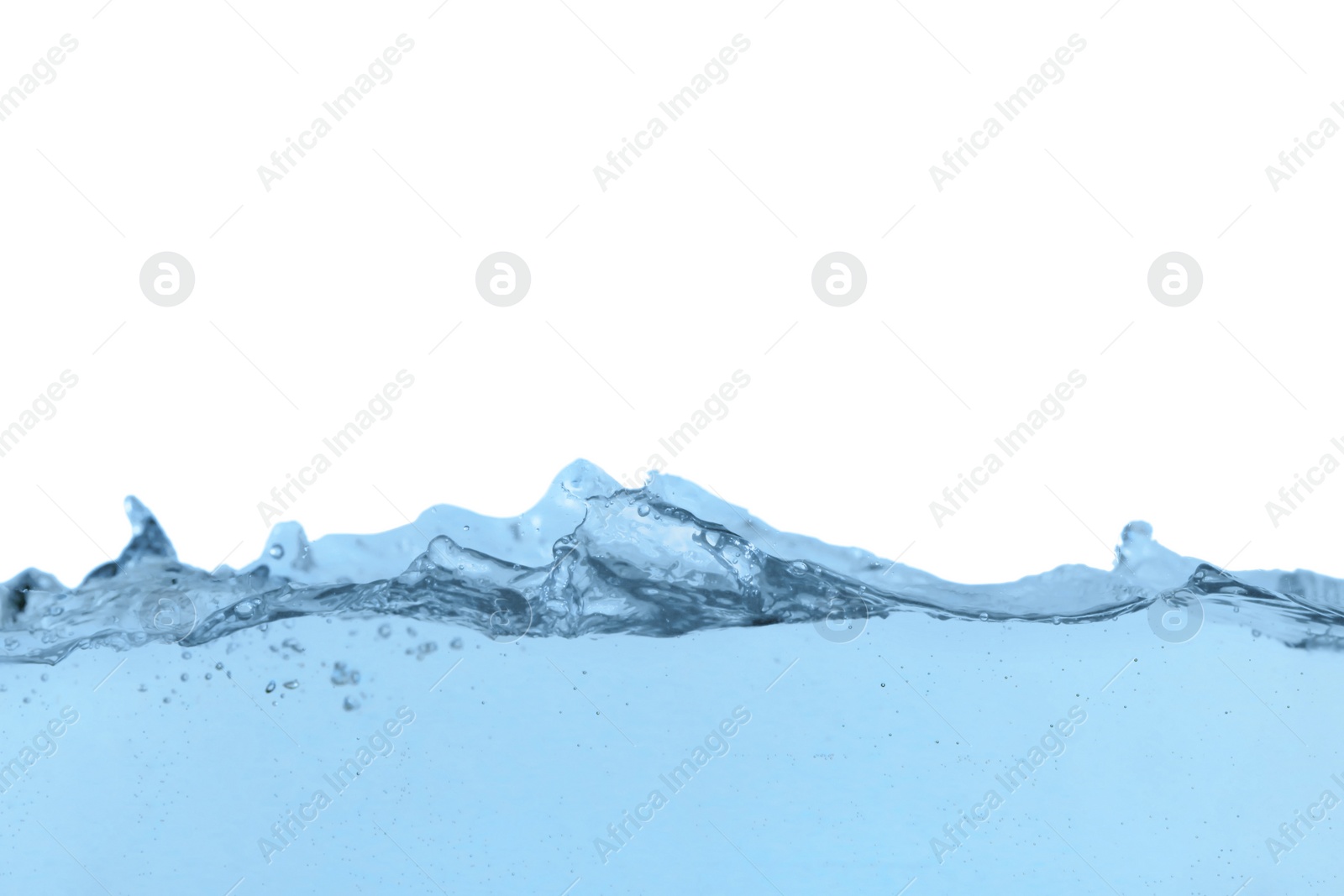 Photo of Splash of pure water on beige background, closeup