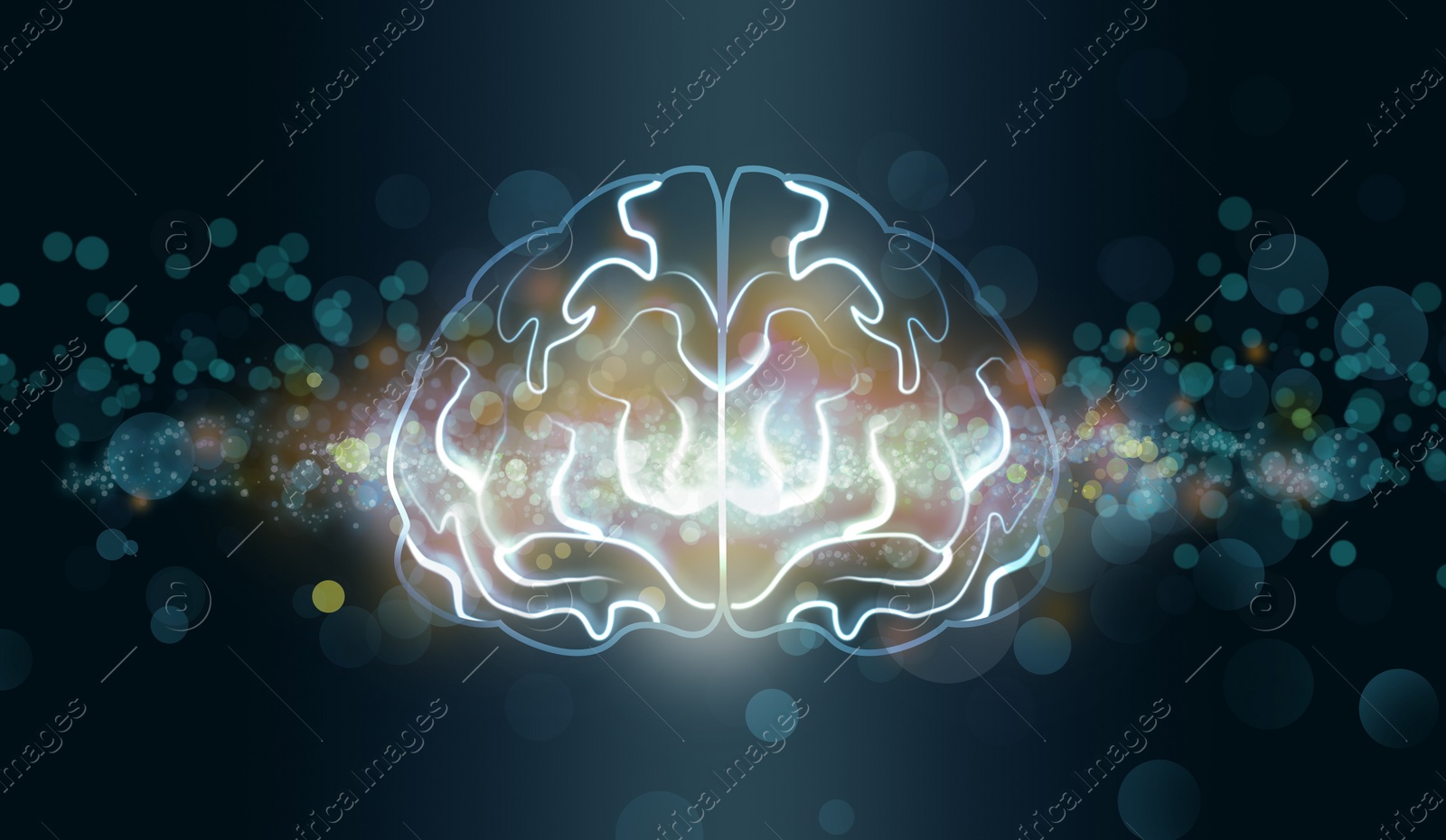 Illustration of  human brain on dark background