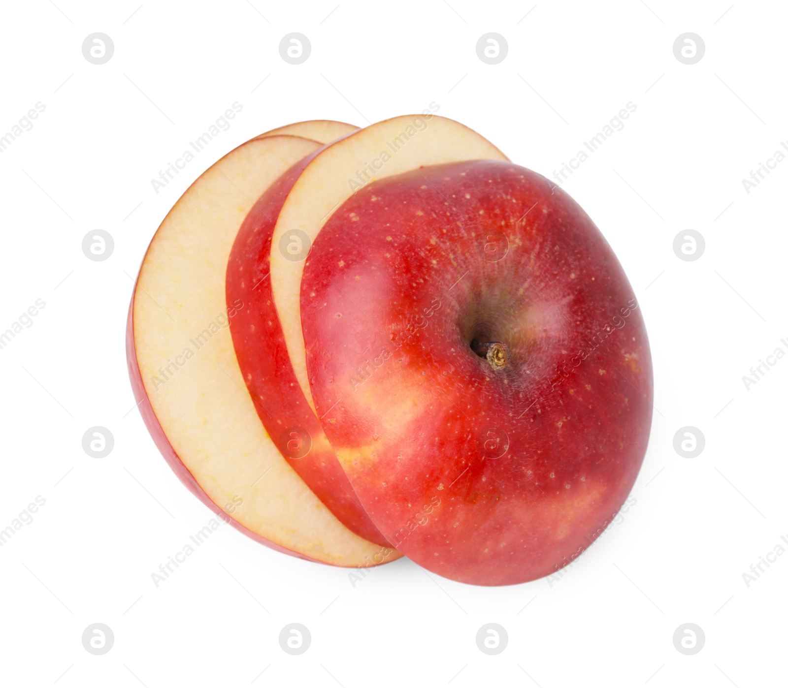 Photo of Sliced ripe red apple isolated on white