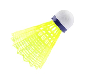 Photo of One yellow badminton shuttlecock isolated on white, Sports equipment