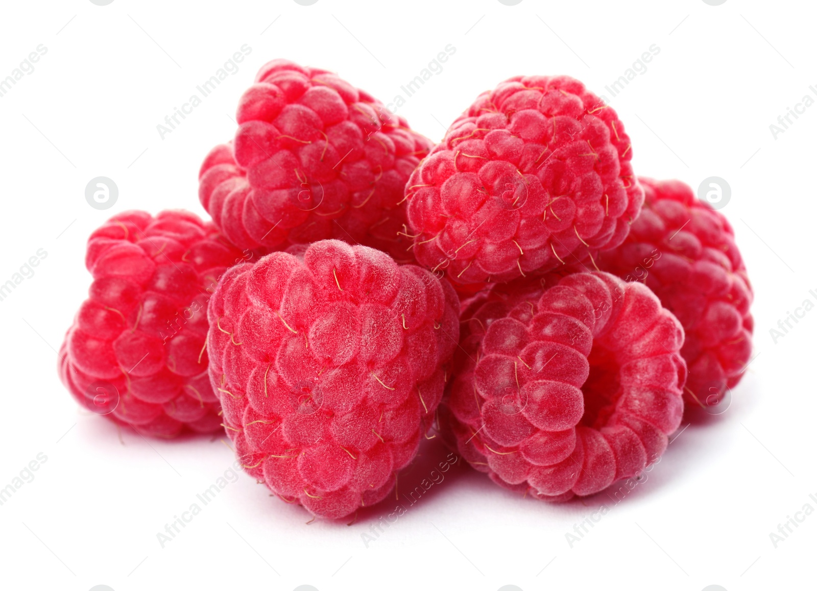 Photo of Delicious fresh ripe raspberries on white background