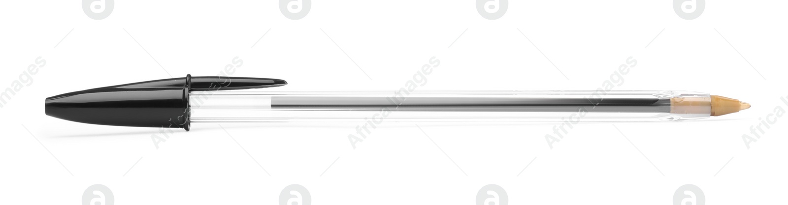 Photo of New black plastic pen isolated on white