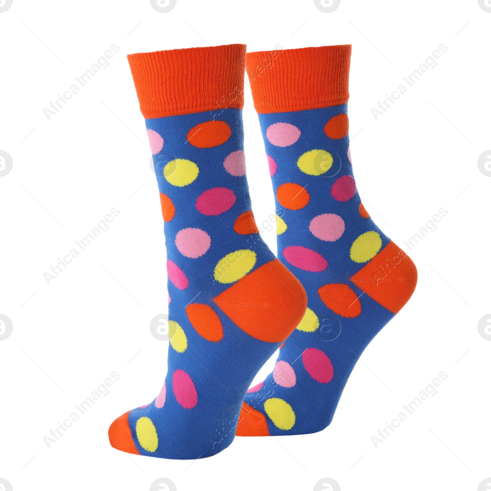 Image of Pair of bright socks isolated on white