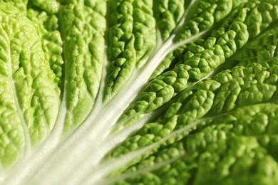 Photo of Fresh ripe Chinese cabbage as background, top view