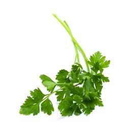 Photo of Leaves of fresh tasty parsley on white background