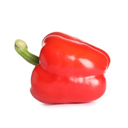 Tasty ripe red bell pepper on white background