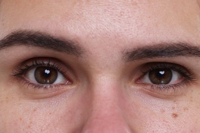 Closeup view of woman with beautiful hazel eyes