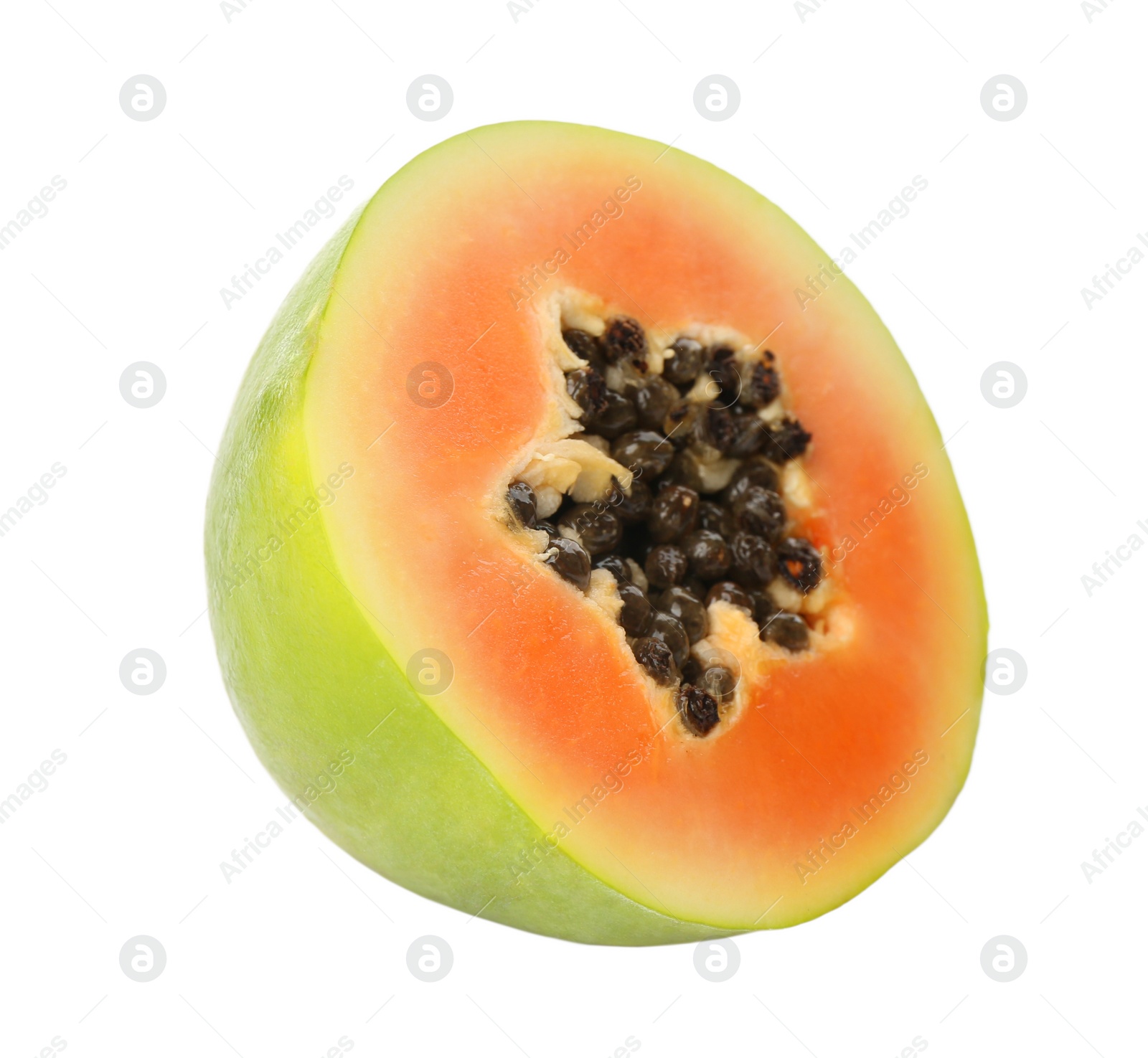 Photo of Fresh cut papaya fruit isolated on white