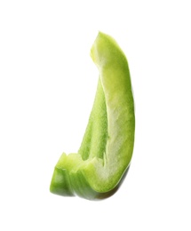 Photo of Slice of fresh green bell pepper on white background