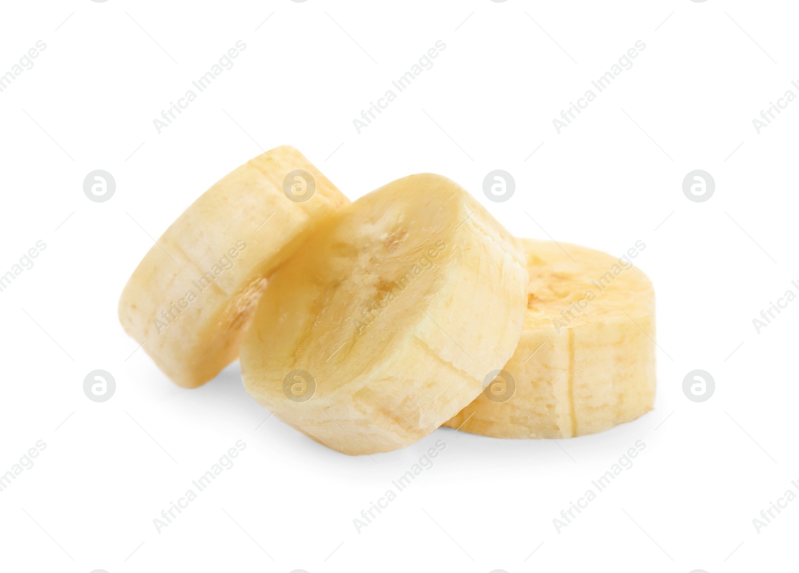 Image of Pieces of tasty ripe banana isolated on white