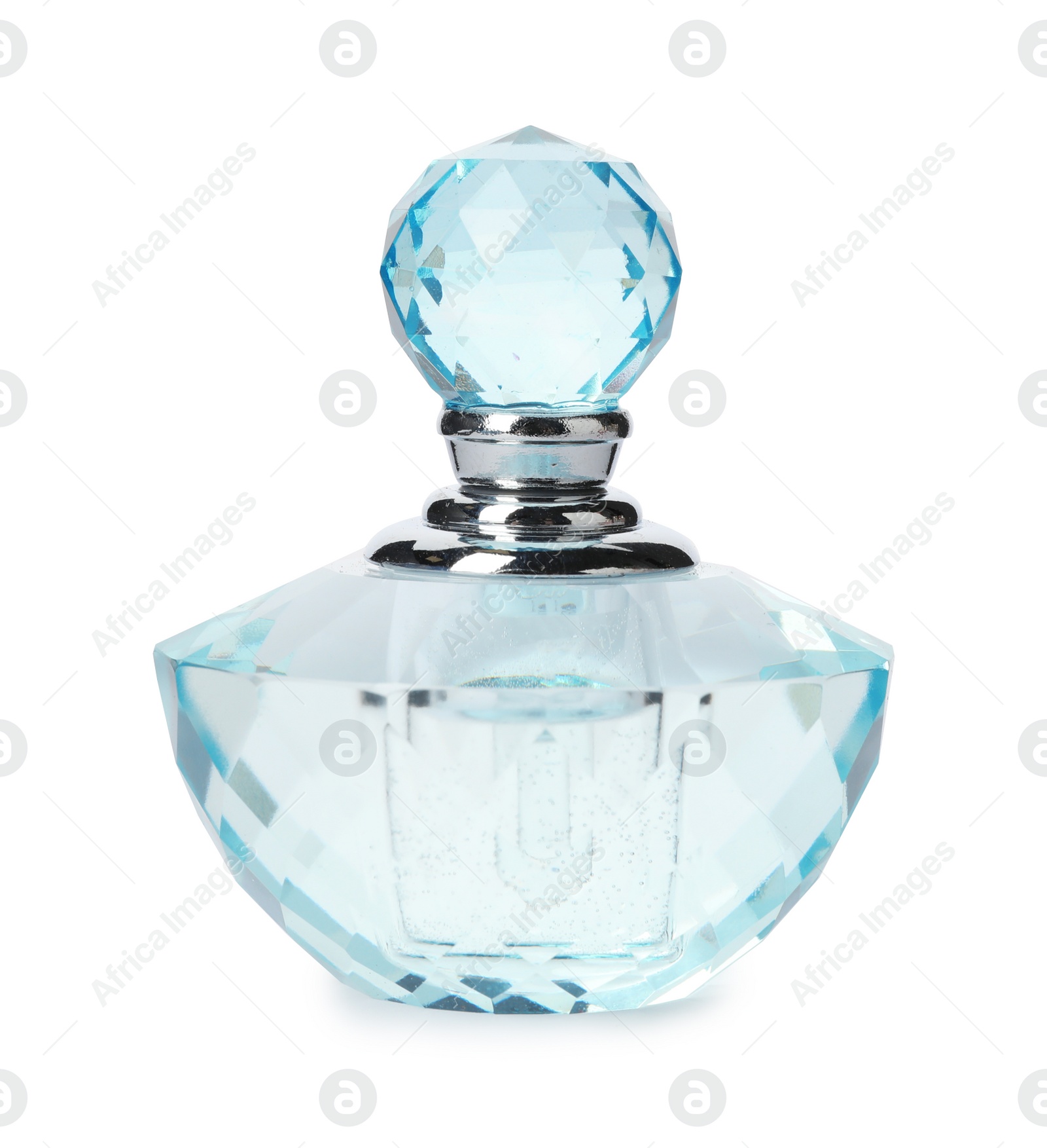 Photo of Bottle of luxury perfume isolated on white