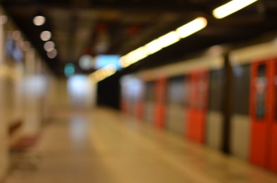 Blurred view of beautiful modern subway station