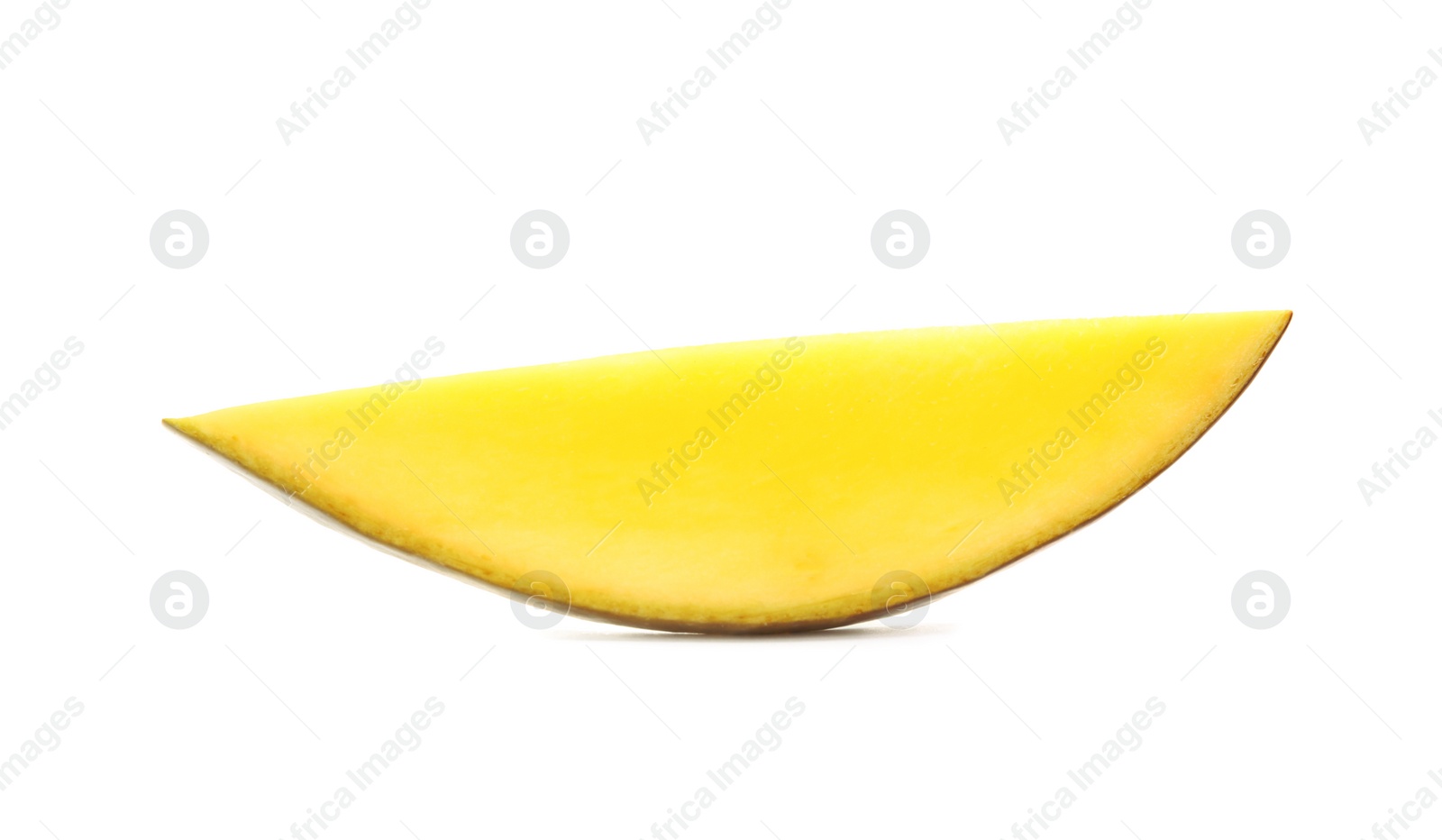 Photo of Slice of delicious ripe mango on white background