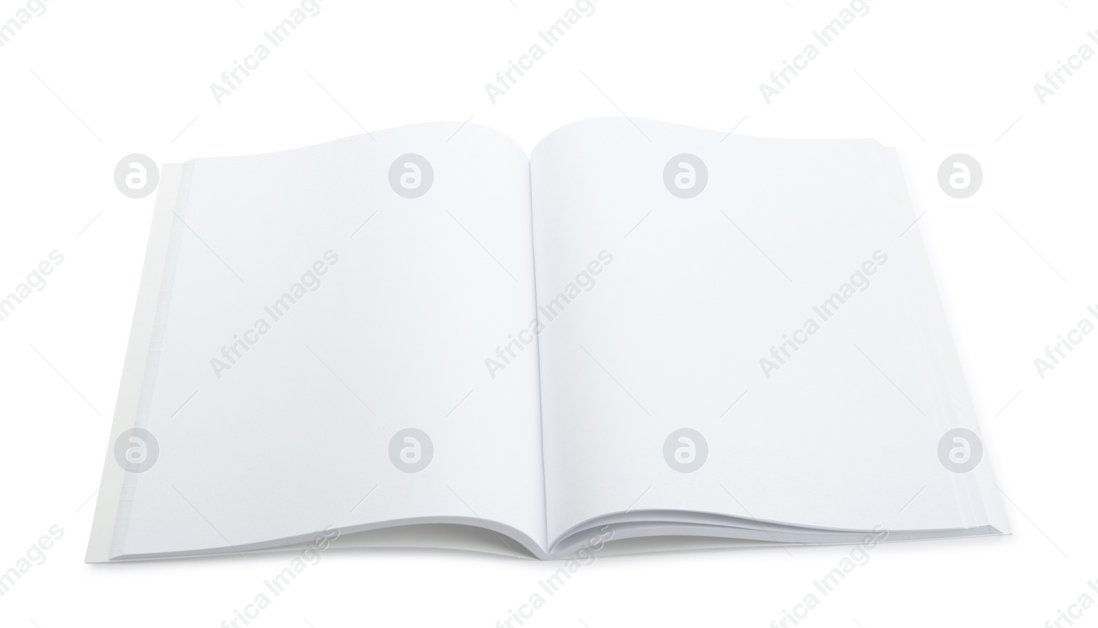 Photo of Open blank paper brochure isolated on white. Mockup for design