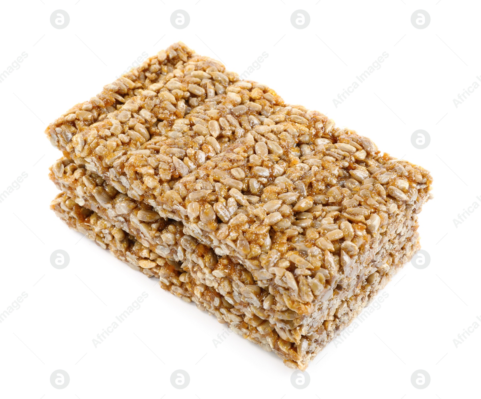 Photo of Delicious sweet kozinaki bars on white background