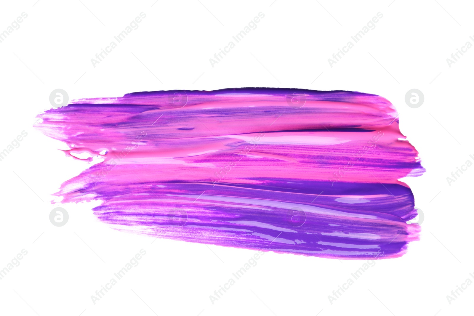 Photo of Abstract brushstroke of violet paint isolated on white