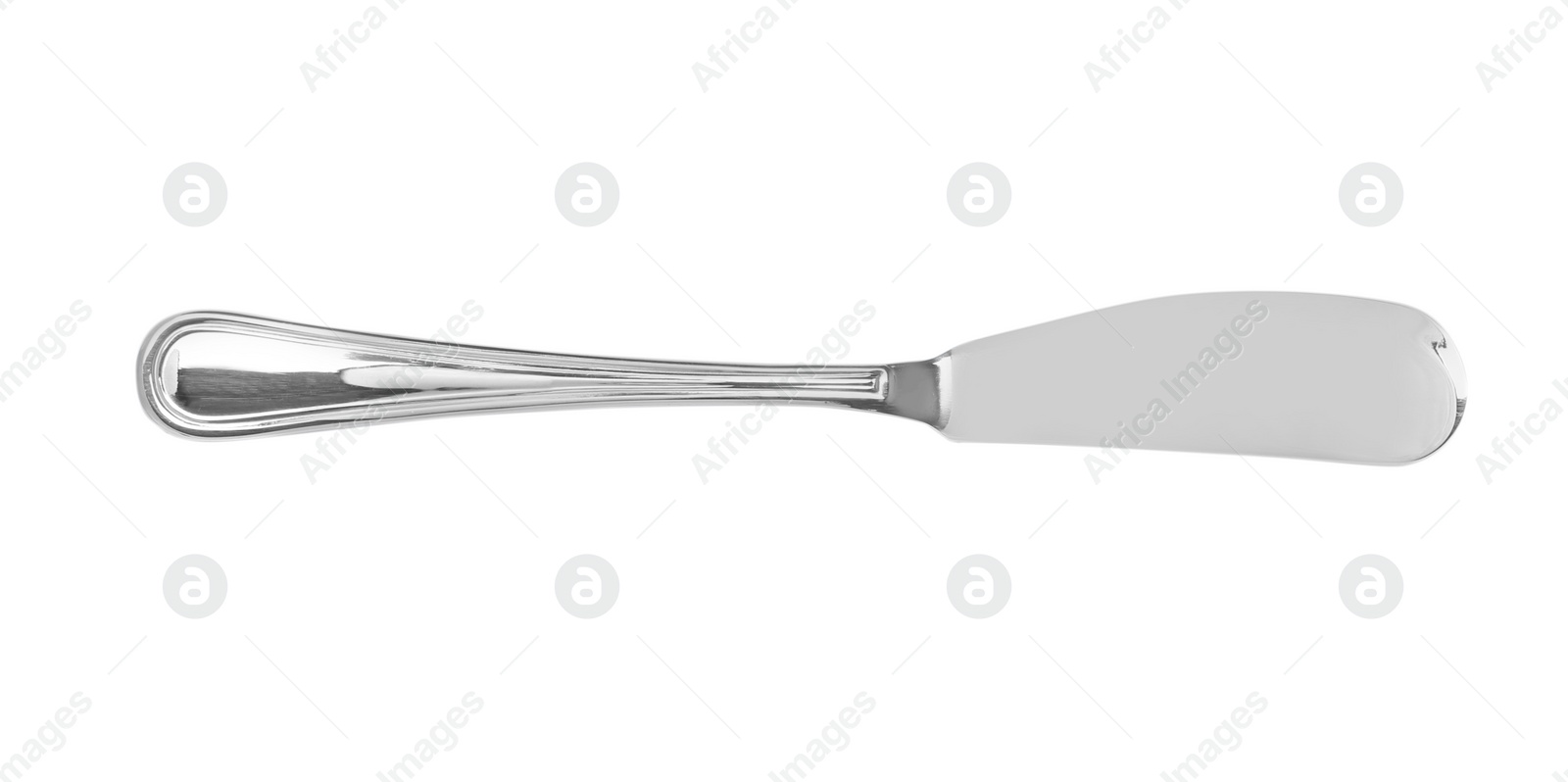 Photo of New clean butter knife on white background