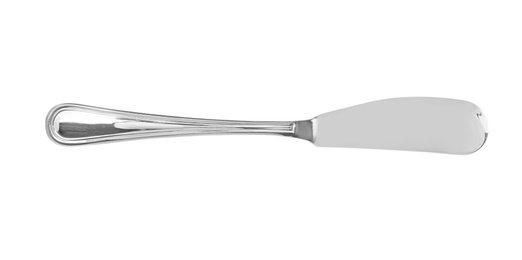 Photo of New clean butter knife on white background