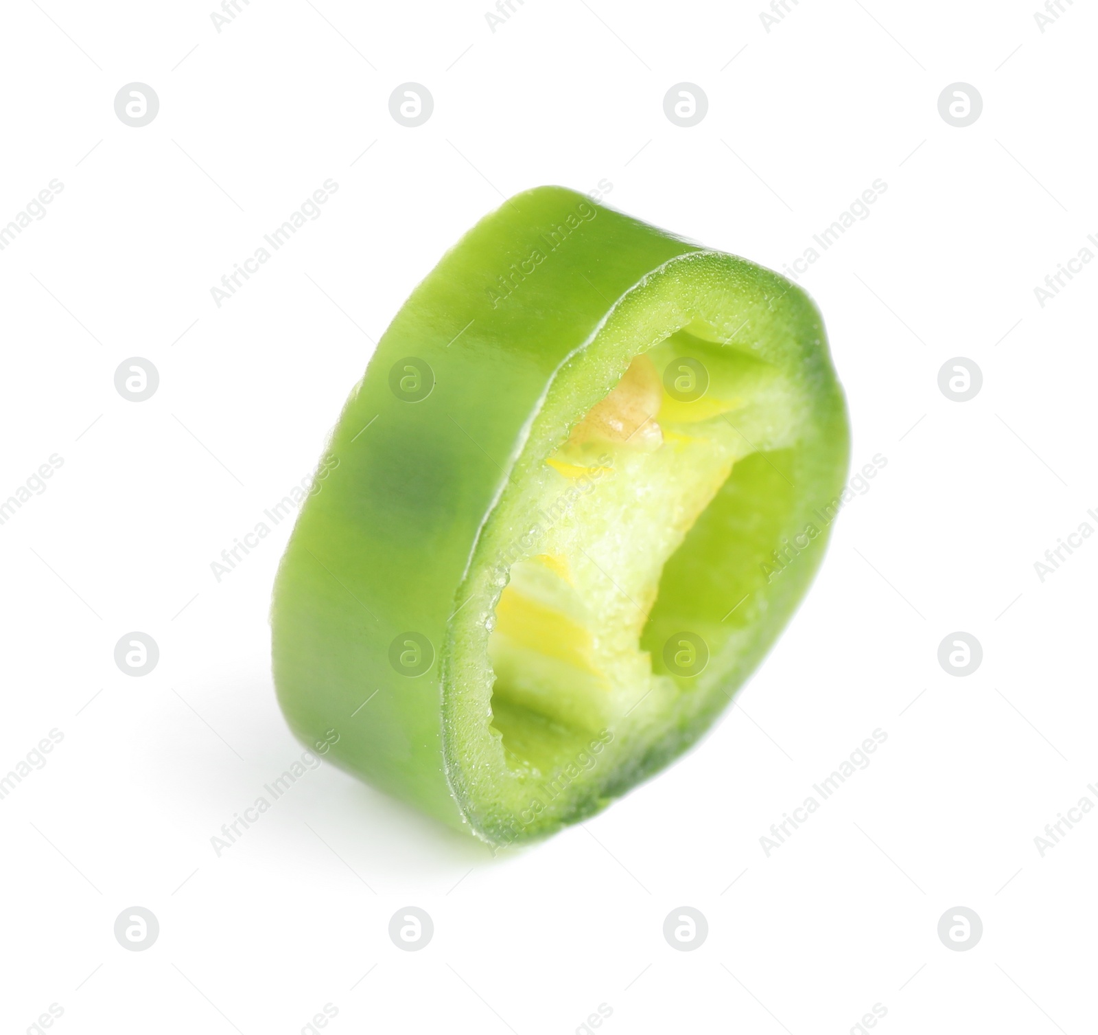 Photo of Slice of green chili pepper isolated on white