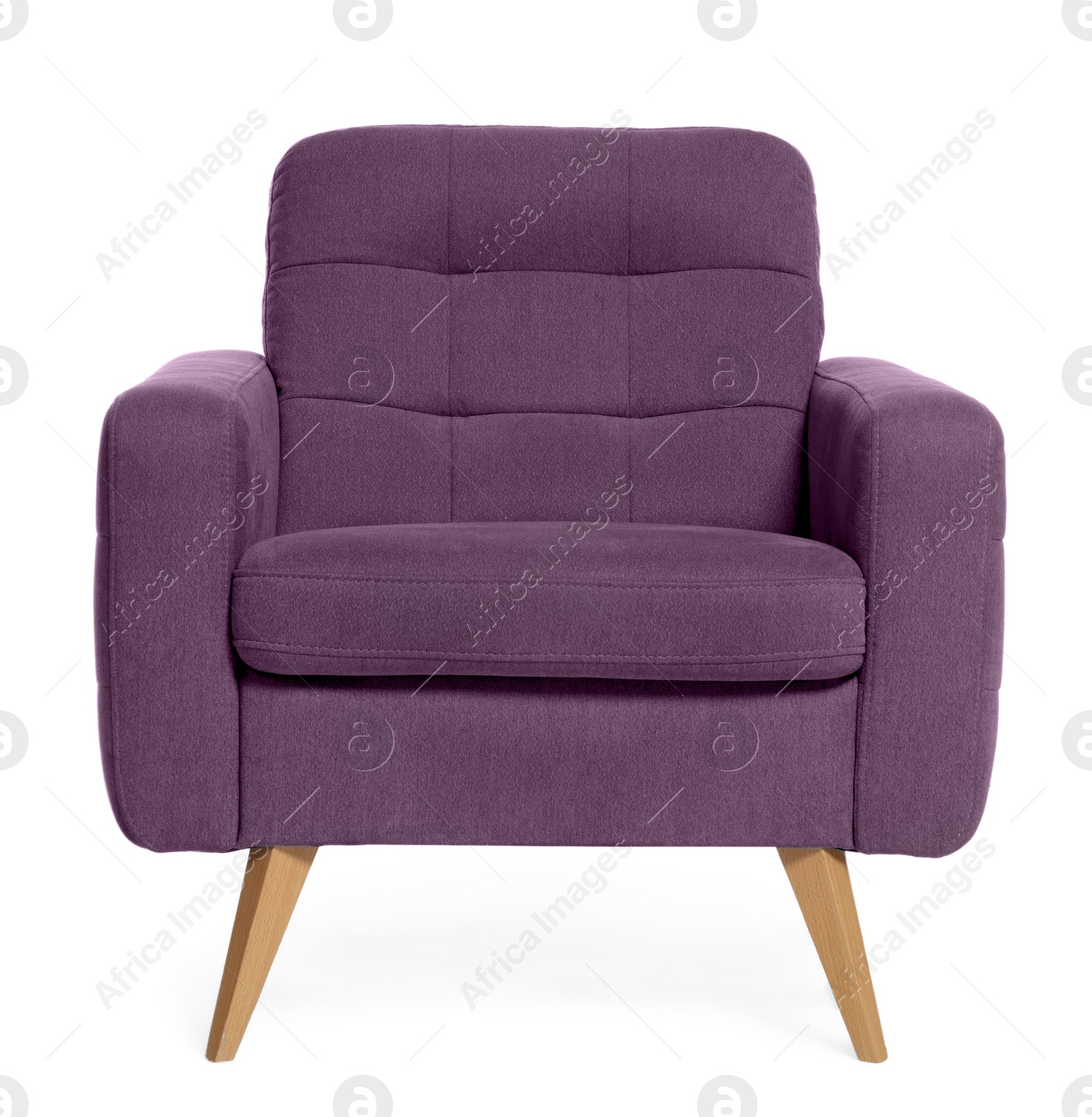 Image of One comfortable purple armchair isolated on white