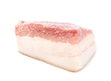 Photo of Piece of pork fatback isolated on white