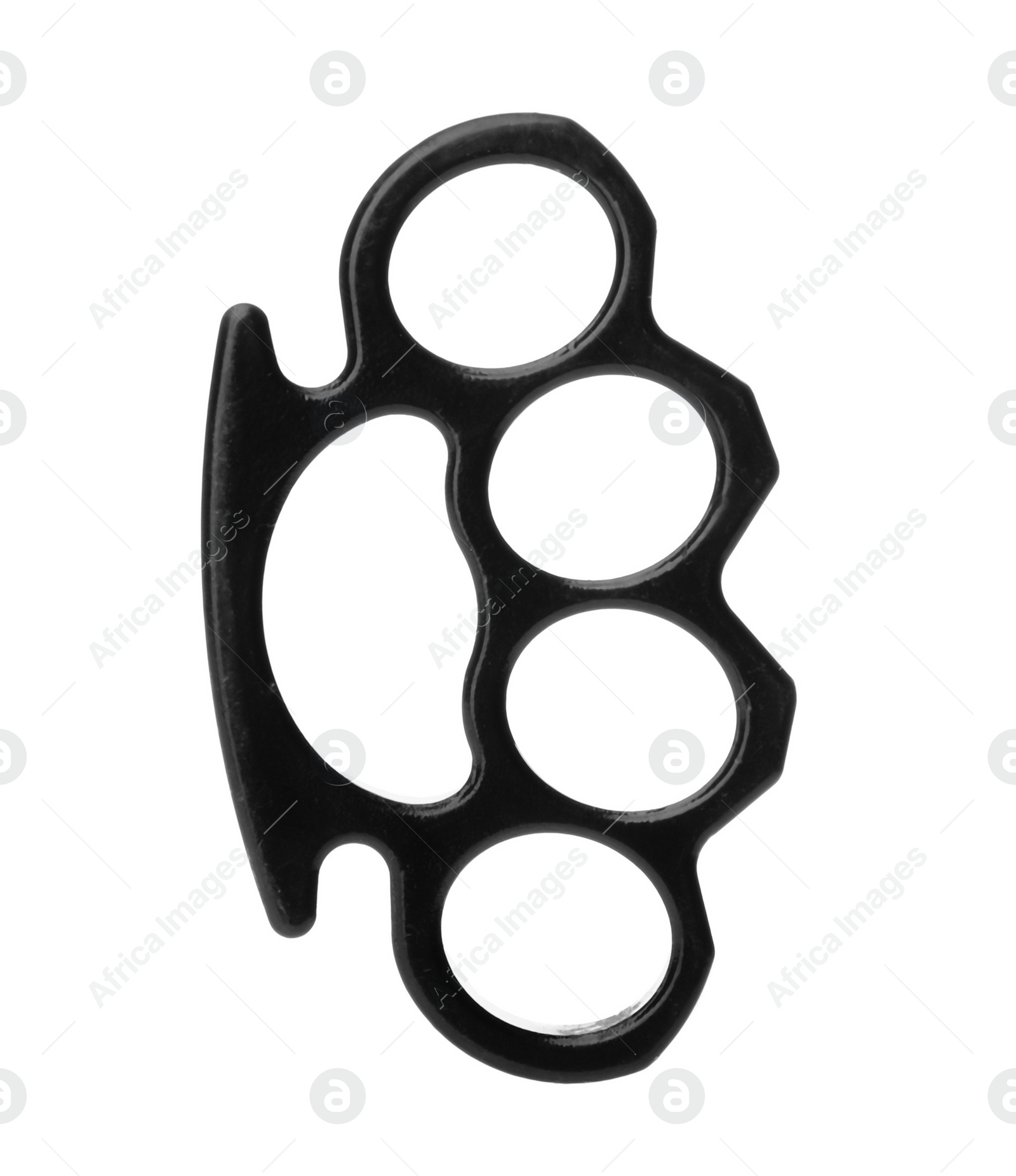 Photo of New black brass knuckles isolated on white