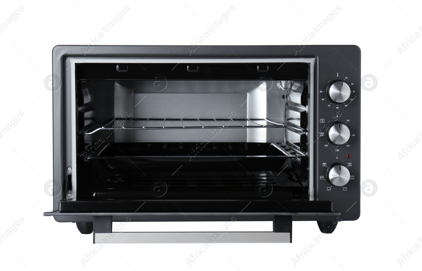 Photo of One electric oven isolated on white. Cooking appliance
