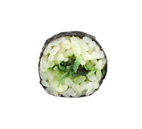 Delicious fresh sushi roll with chuka isolated on white