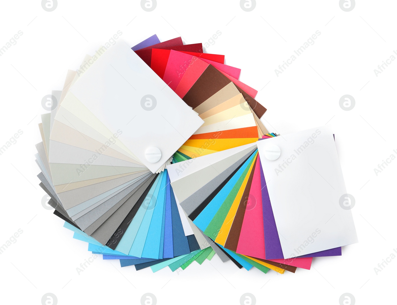 Photo of Color palette samples isolated on white, top view