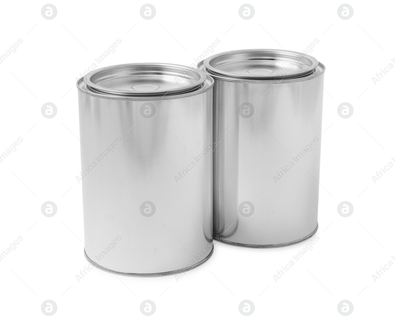 Photo of Two cans of paints on white background