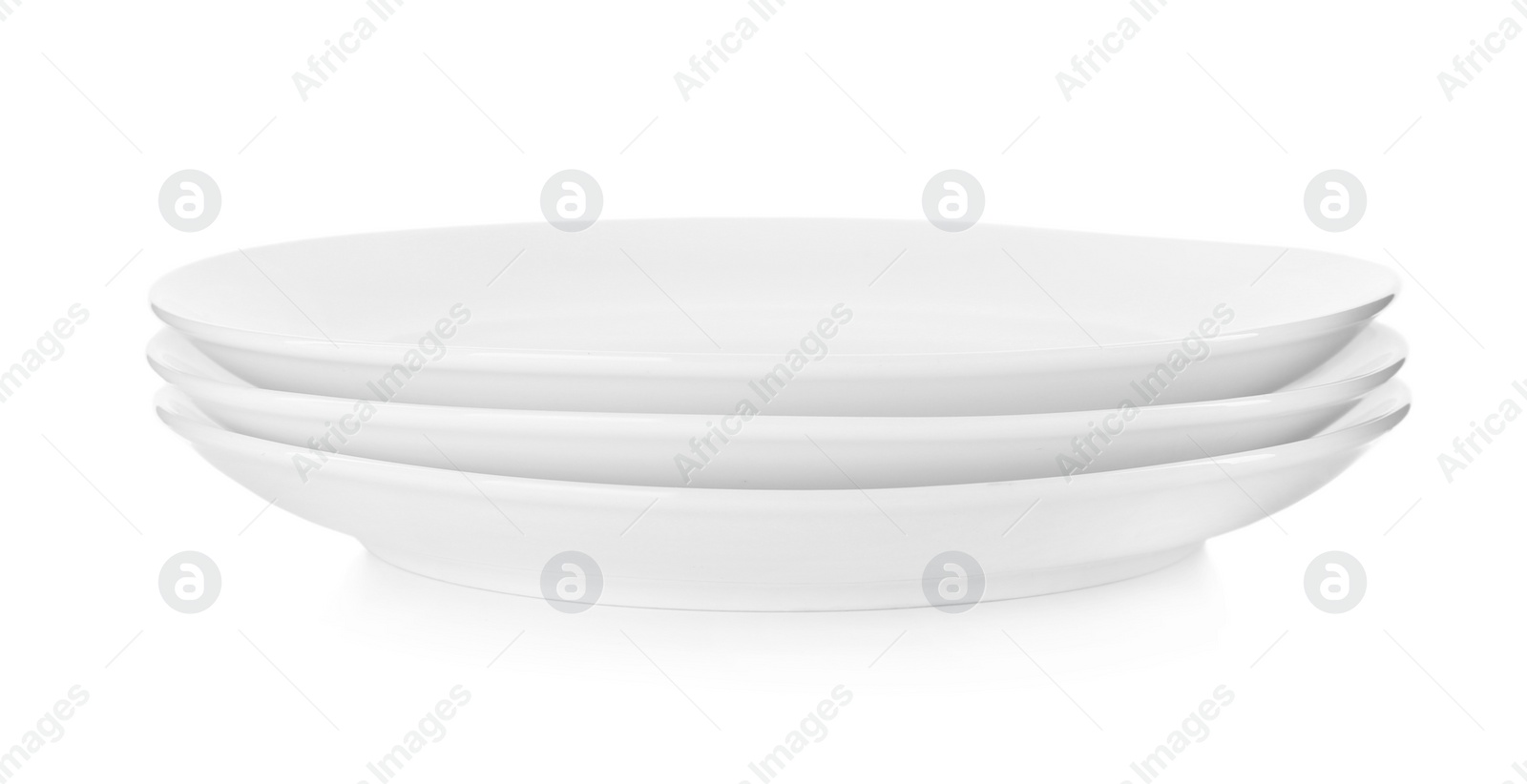 Photo of Stack of ceramic plates isolated on white