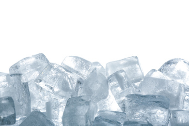 Photo of Crystal clear ice cubes isolated on white