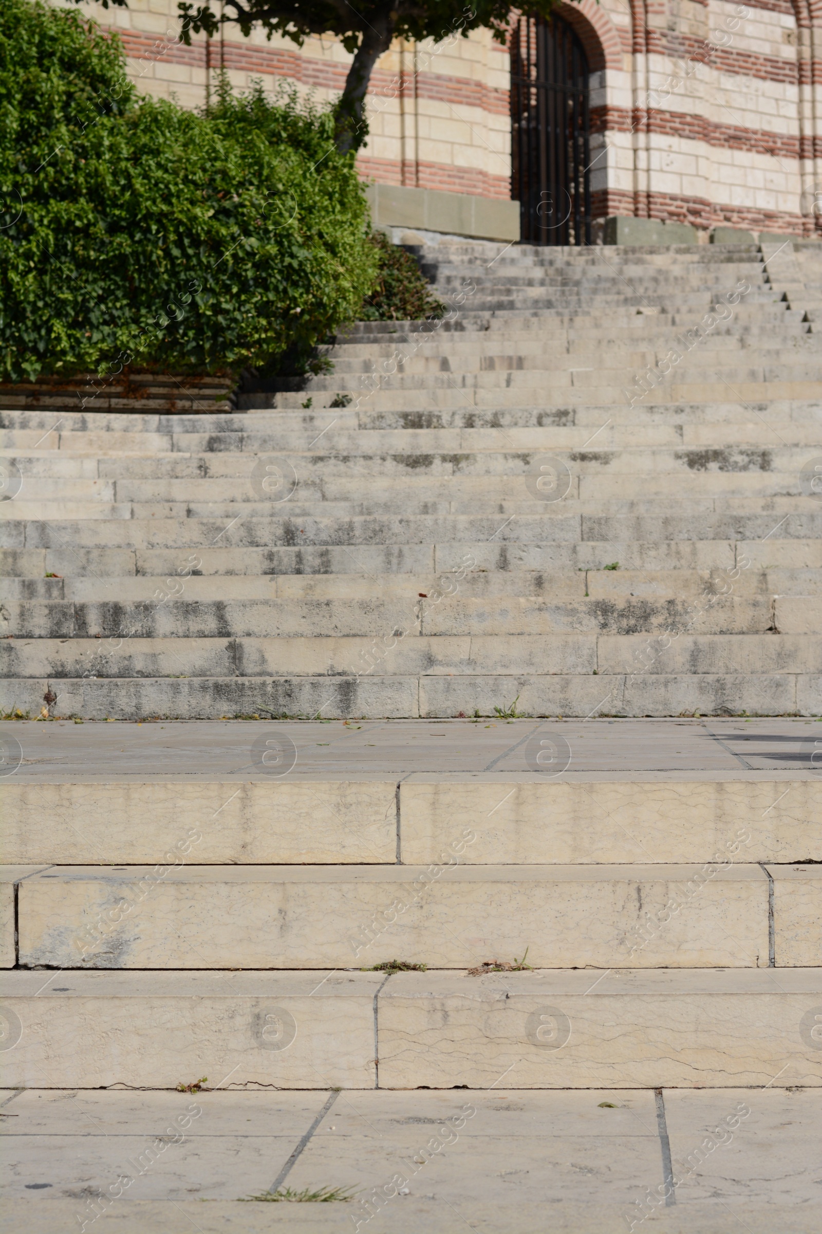 Photo of View of empty concrete stairs on sunny day outdoors