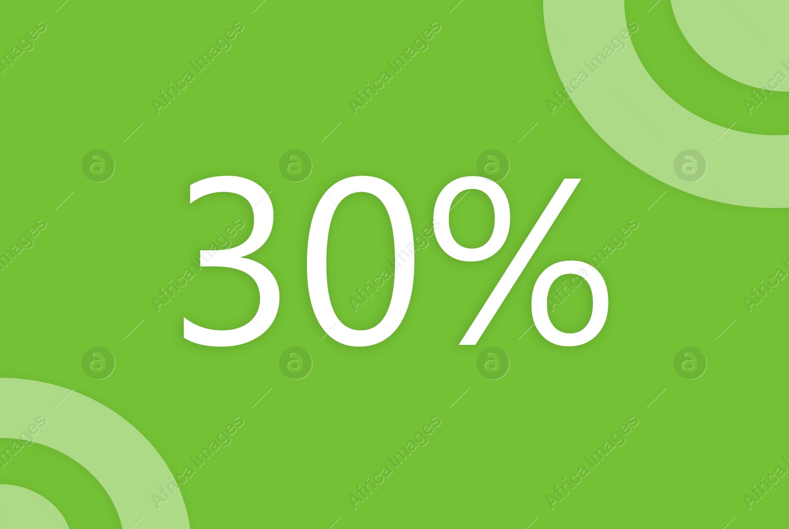 Illustration of Inscription 30 percent on green background, illustration