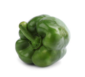 Fresh ripe green bell pepper isolated on white