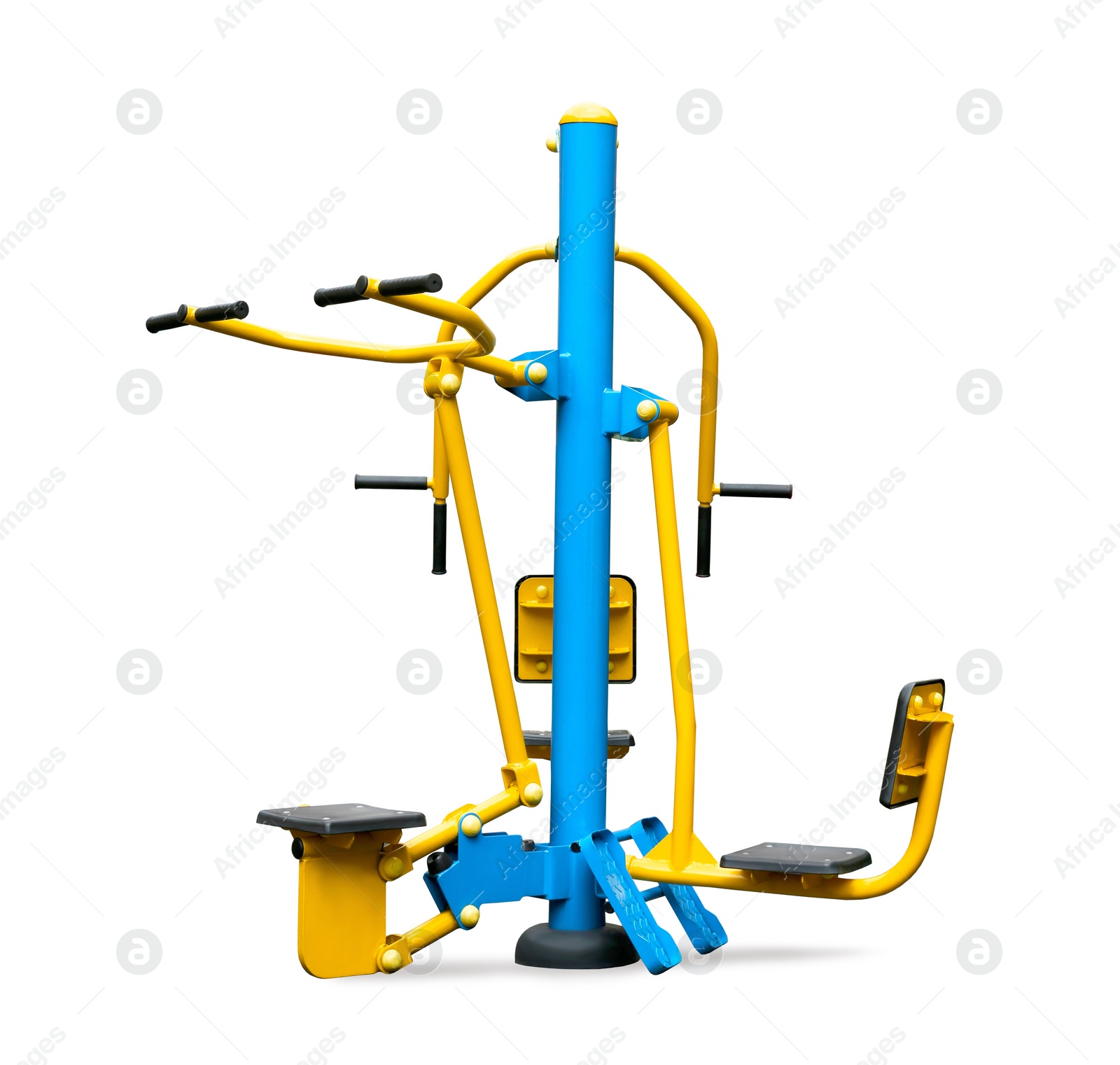 Image of Fitness station isolated on white. Modern outdoor gym equipment