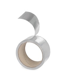 Roll of aluminum adhesive tape on white background