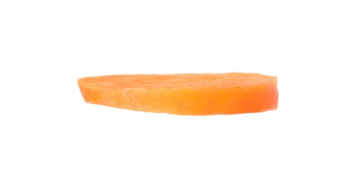 Cut fresh ripe carrot on white background