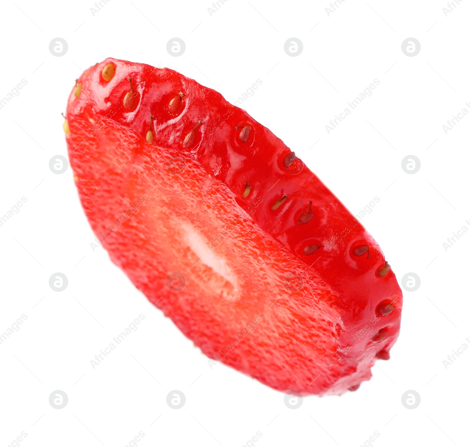 Photo of Piece of delicious ripe strawberry isolated on white