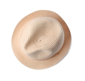 Photo of Summer hat on white background. Beach object