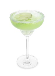Delicious Margarita cocktail in glass isolated on white