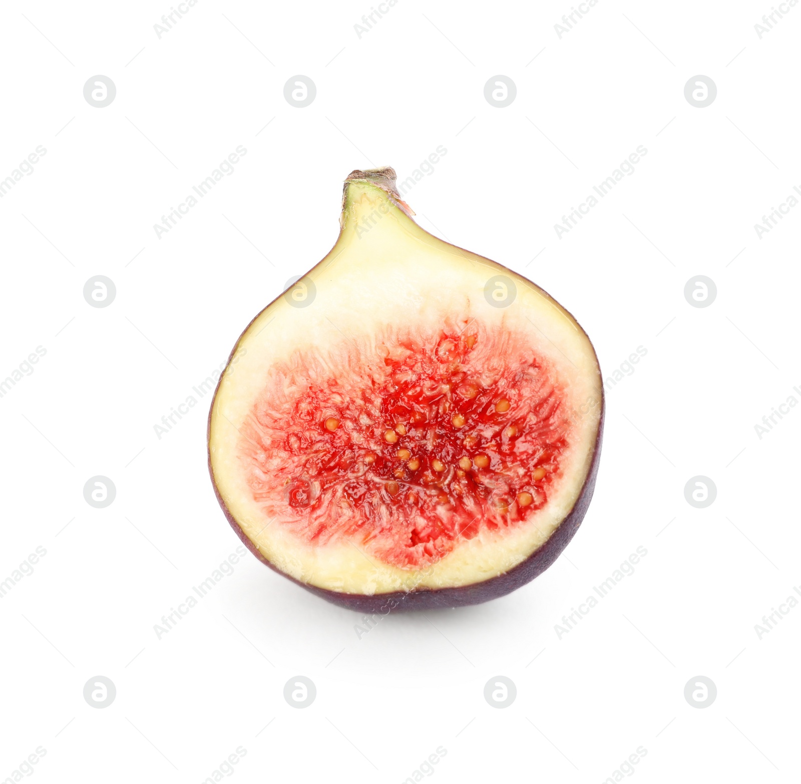 Photo of Half of tasty fresh fig isolated on white