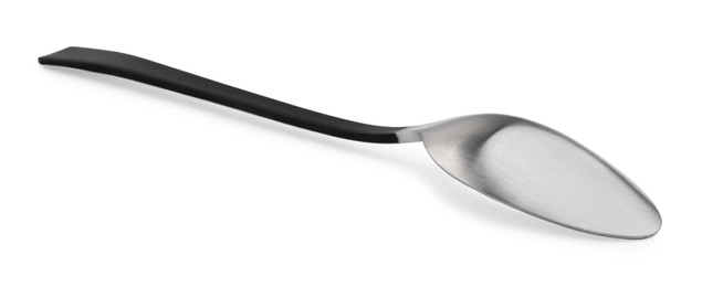 Photo of One new shiny spoon isolated on white