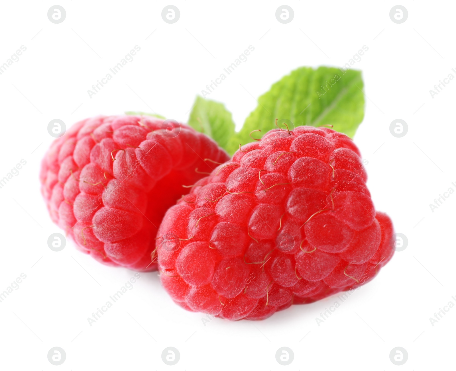 Photo of Delicious sweet ripe raspberries isolated on white