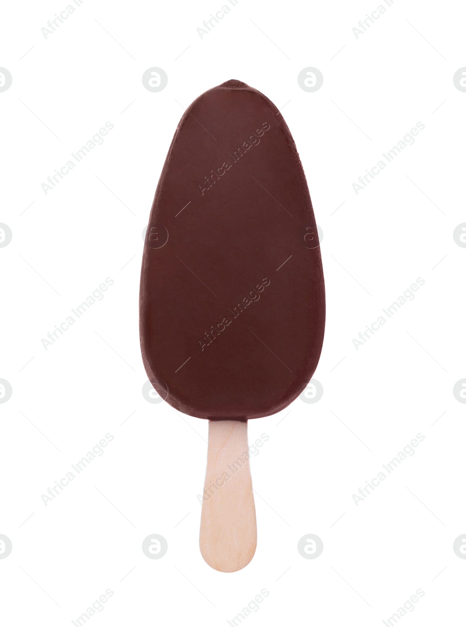 Photo of Delicious glazed ice cream bar isolated on white, top view