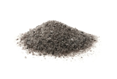 Pile of ground black salt isolated on white