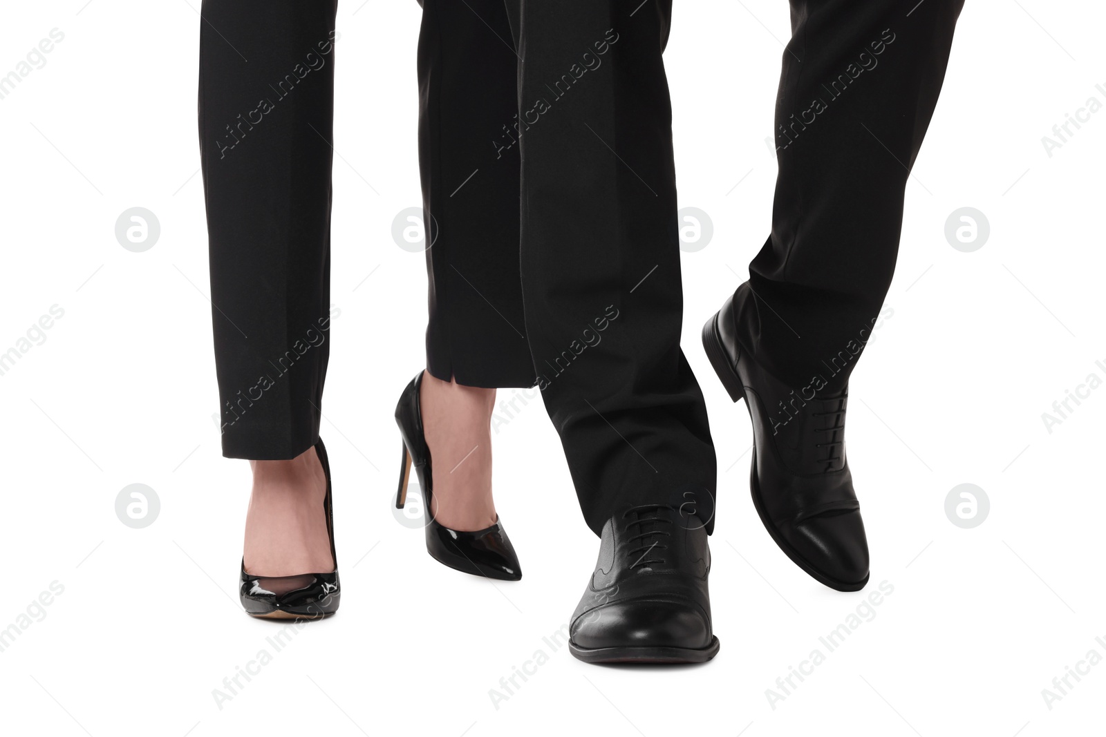 Photo of Businesswoman and businessman on white background, closeup