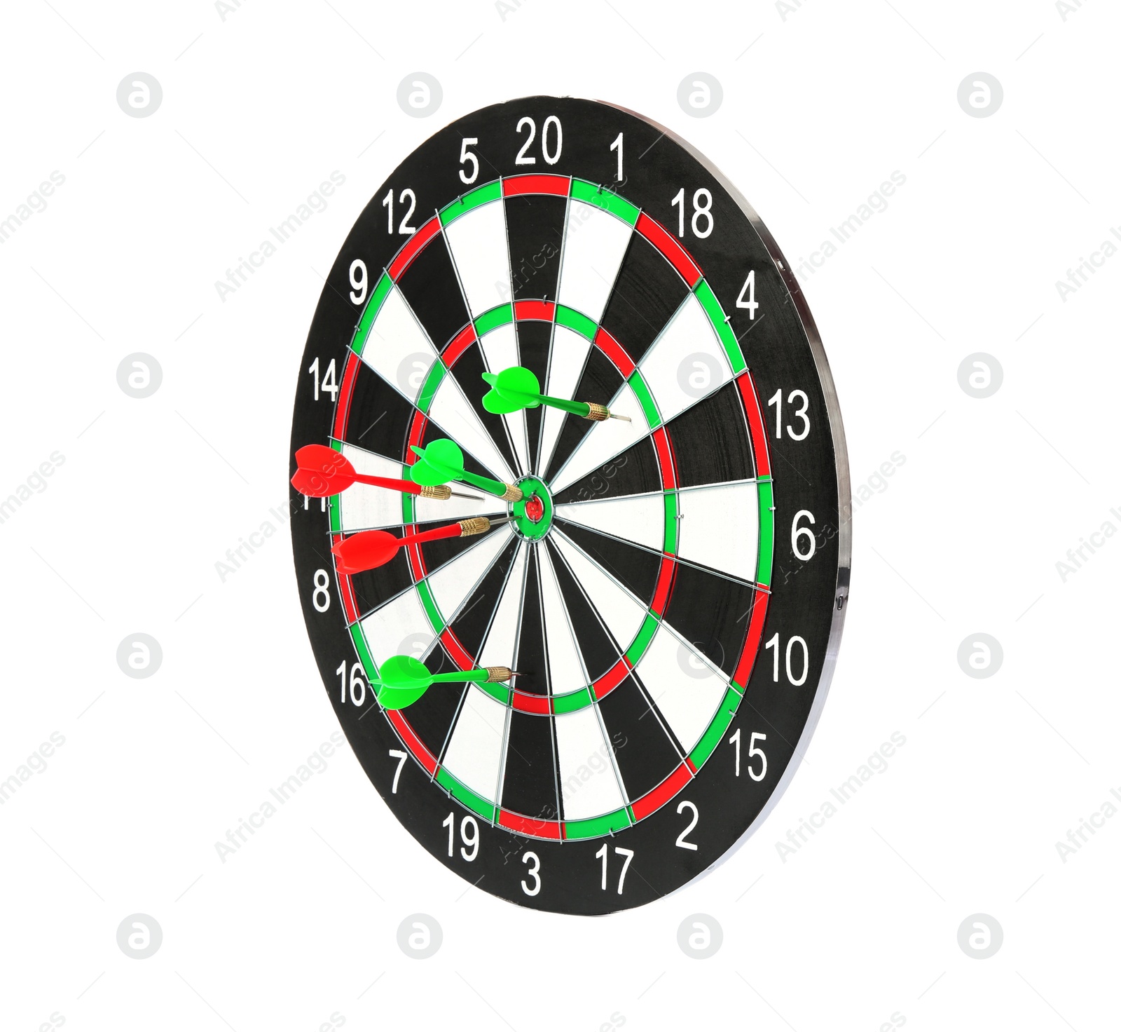 Photo of Dart board with color arrows hitting target