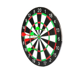 Dart board with color arrows hitting target